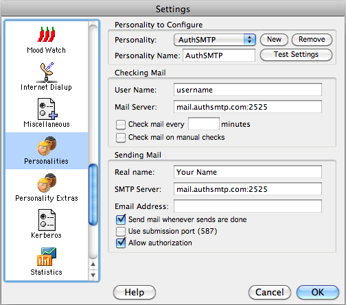 Eudora 6.x for Mac Authenticated SMTP Setup Guide - Step 4