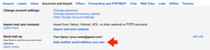 Gmail - Step 2 - Click Add another email address you own