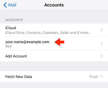 iPad iOS10 - Step 4 - Choose Account