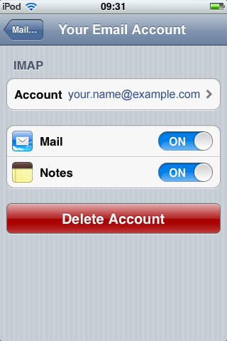 iPhone / iPod Touch iOS5 - Step 2a - Click Account