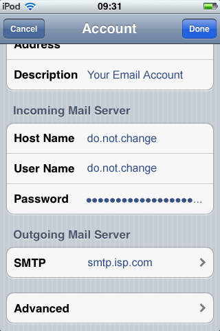 iPhone / iPod Touch iOS6 - Step 3 - Scroll down to Outgoing Mail Server and click SMTP