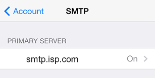 iPhone / iPod Touch iOS9 - Step 5a - Click on Primary SMTP Server