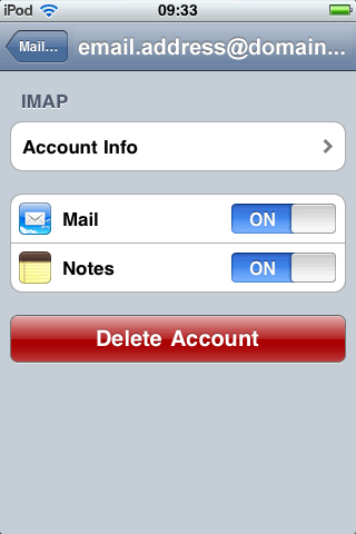 iPhone / iPod Touch - Step 2a - Click Account Info