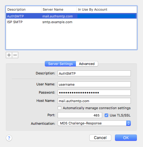 Big Sur 11 - Mac Mail - Step 6 - Set AuthSMTP as alternate SMTP server