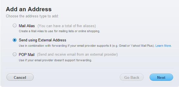 Apple Mobile Me - Step 5 - Choose Send using External Address