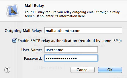 Mac OS X Server - Step 3 - Mail Relay SMTP Settings