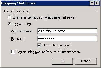 Outlook Express 6 - Step 6 - Enter your AuthSMTP username and password