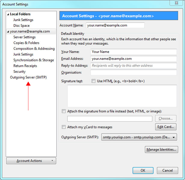 Thunderbird v24 - Step 2 - Click Outgoing Server SMTP and then click Add..