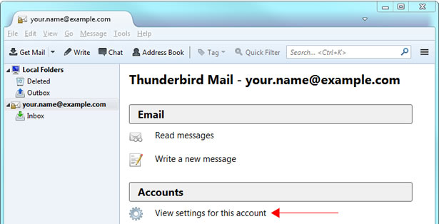 Thunderbird v60 - Step 1 - Go the Tools menu and click Accounts Settings